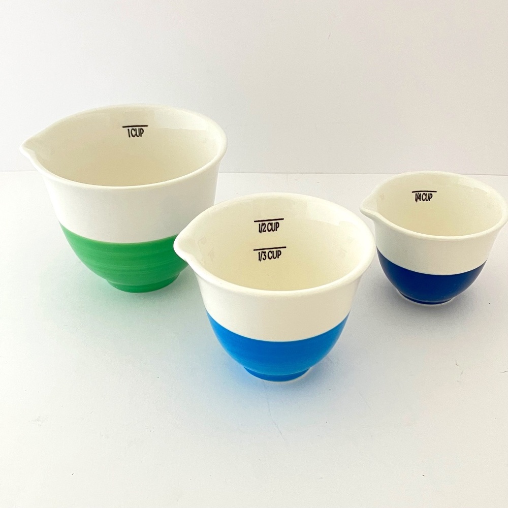 Spouted Measuring Cups - Set of 3 by ALLTRUE Green, Baby Blue & Blue with white